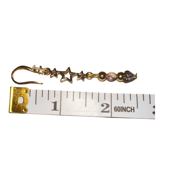 Stars and  Czech Glass Earrings-18k Gold Plated - Picture 4 of 5